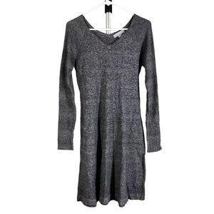 JANA Purple/Grey A-Line V-Neck Long Sleeve Knit Dress Sz S